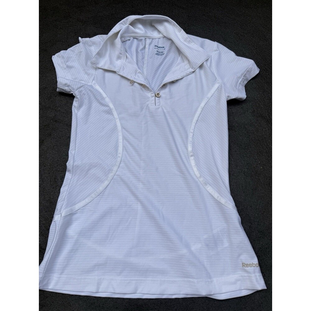 reebok polo shirt white xs small womens top collared made in Thailand A6